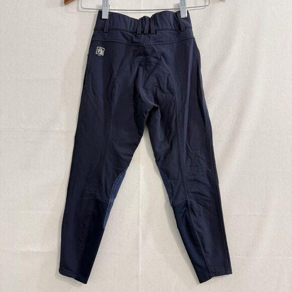 Romfh Breeches Pants Youth Girls 10 Navy Blue Suede Knee Patch Equestrian Riding - Picture 2 of 9